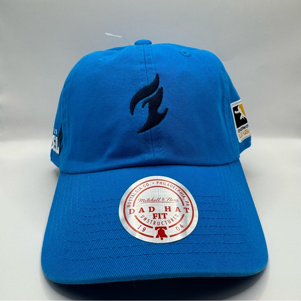New Mitchell & Ness Overwatch League Dallas Fuel Blue Strapback Dad Hat OSFM